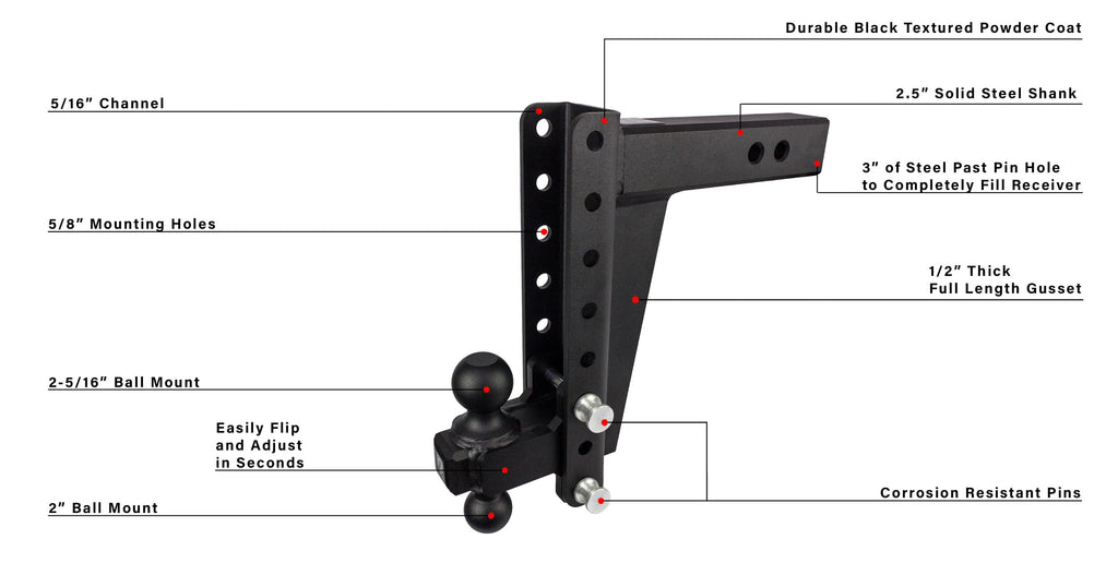 BulletProof 2.5" Heavy Duty 10" Drop/Rise Hitch