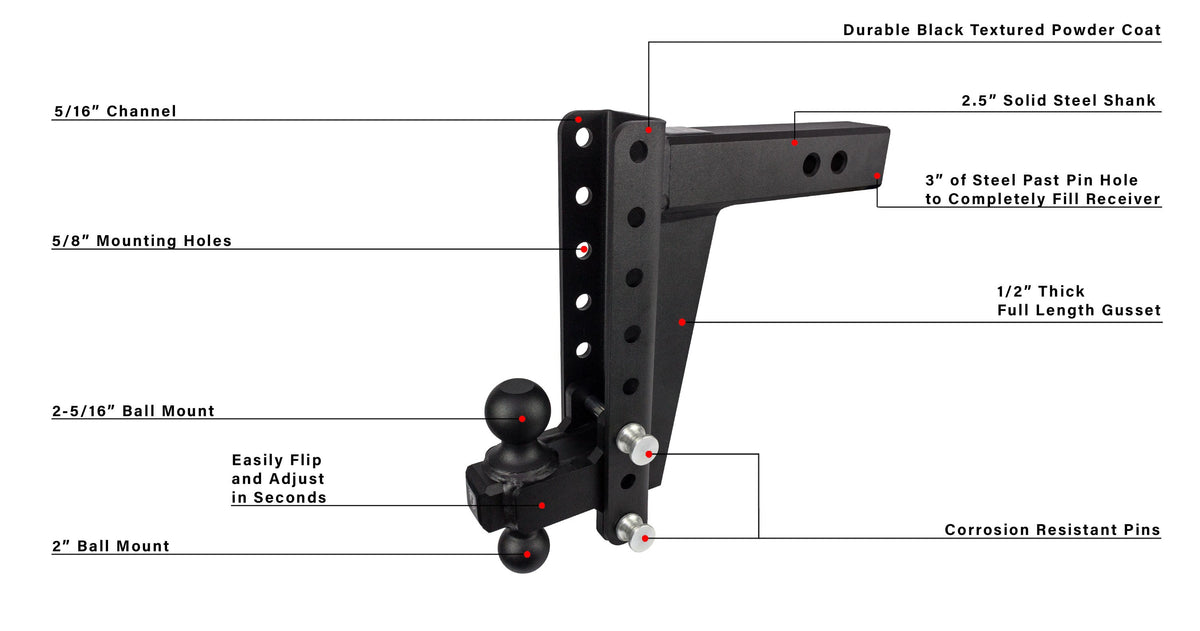 BulletProof 2.5" Heavy Duty 10" Drop/Rise Hitch