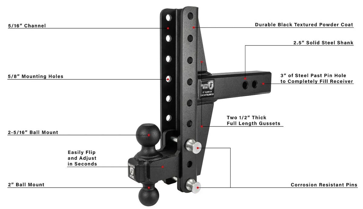 BulletProof 2.5" Heavy Duty 4" & 6" Offset Hitch