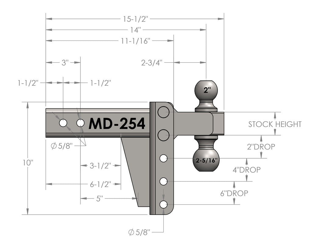 BulletProof 2.5" Medium Duty 4" Drop/Rise Hitch