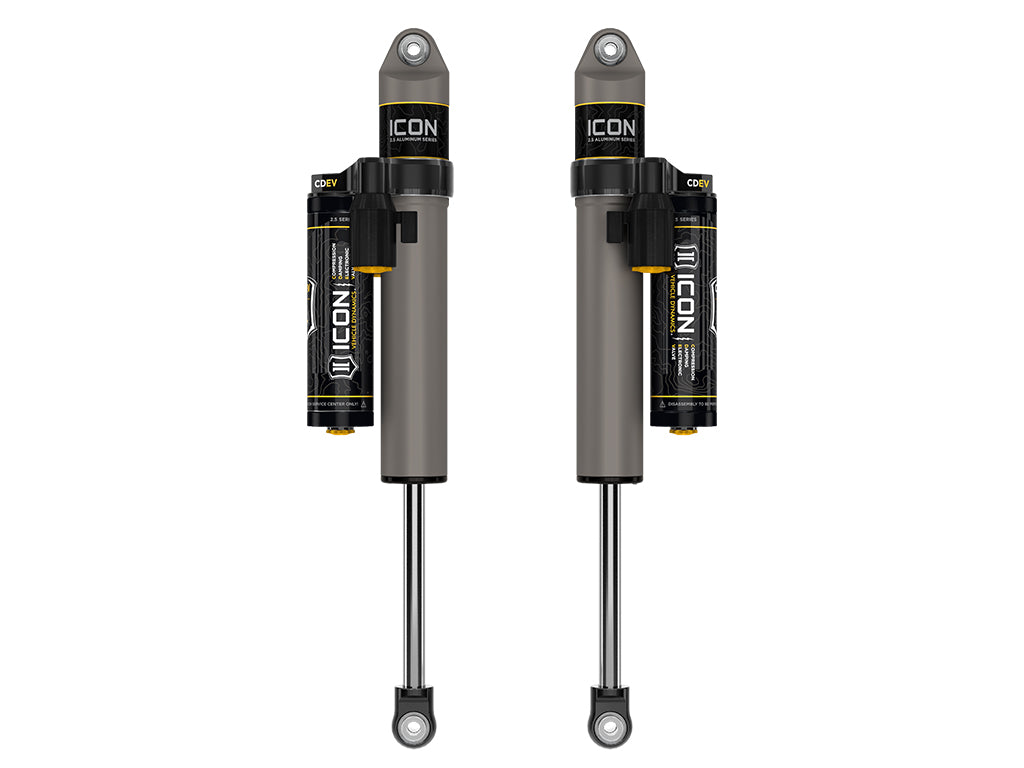 ICON 2017-2025 Ford F-250/F-350 Super Duty 4WD, 3-6” Lift, Rear, V.S. 2.5 Aluminum Series Shock Absorbers, Piggyback Reservoir w/ CDEV, Pair
