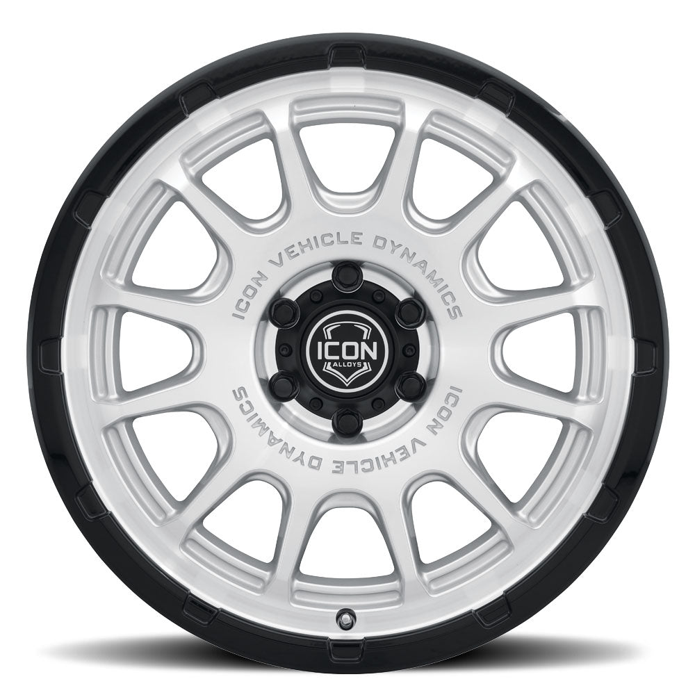 ICON Alloys Rancho, Silver Machined w/ Gloss Black Lip, 20 x 9 / 6 x 5.5, 0mm Offset, 5" BS