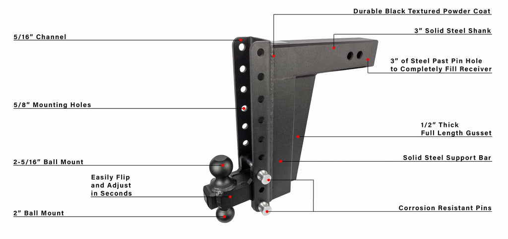 BulletProof 3.0" Extreme Duty 12" Drop/Rise Hitch