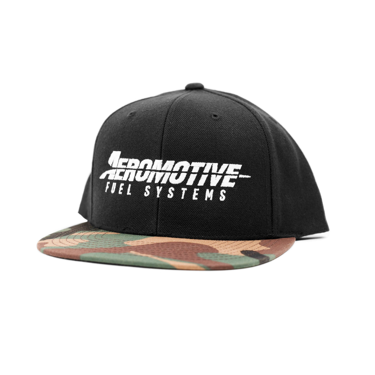 Aeromotive Snapback One Size Fits All Black Hat with Camo Flat Bill