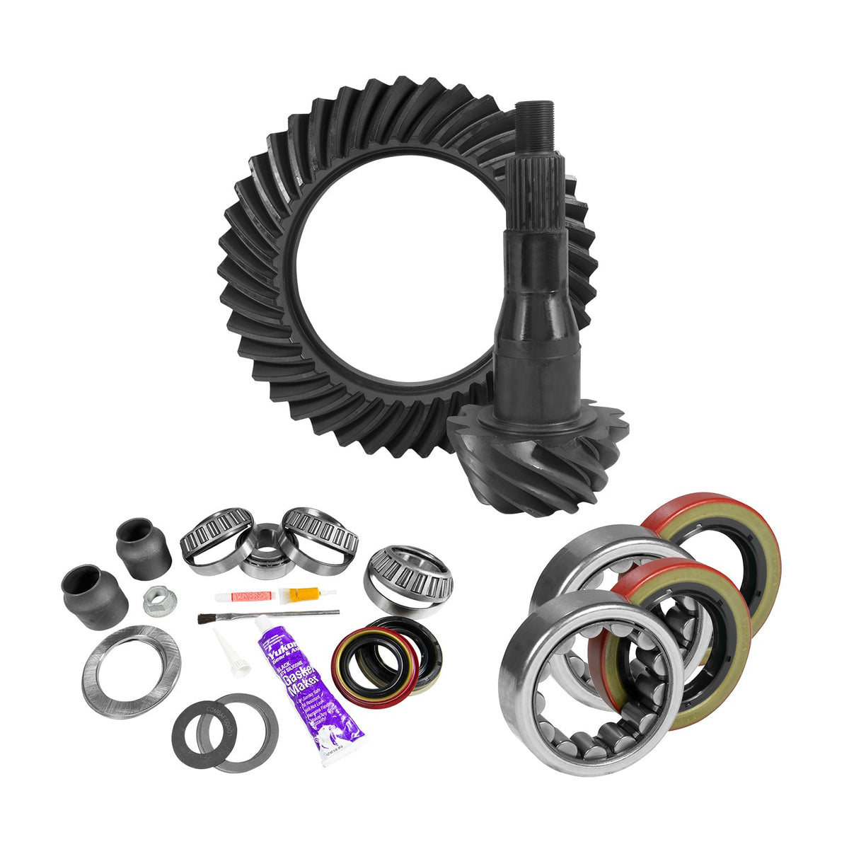 9.75" Ford 4.11 Rear Ring & Pinion, Install Kit, 2.53" OD Axle Bearings & Seal