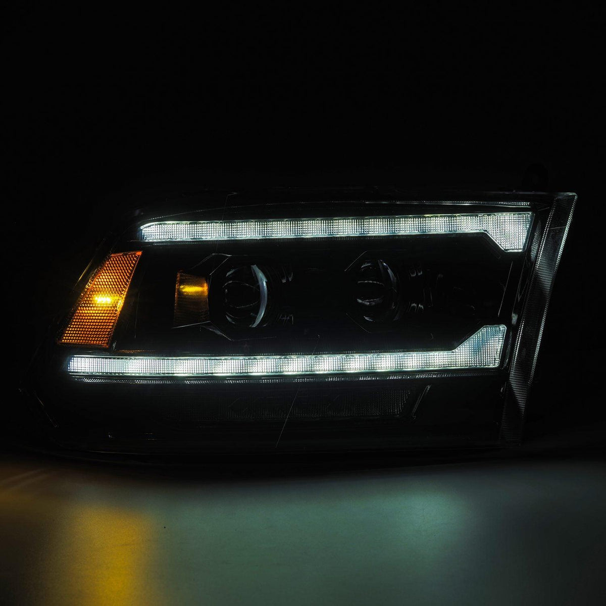 Alpha Rex 09-18 Ram Truck LUXX-Series (5th Gen 2500 G2 Style) LED Projector Headlights Alpha-Black