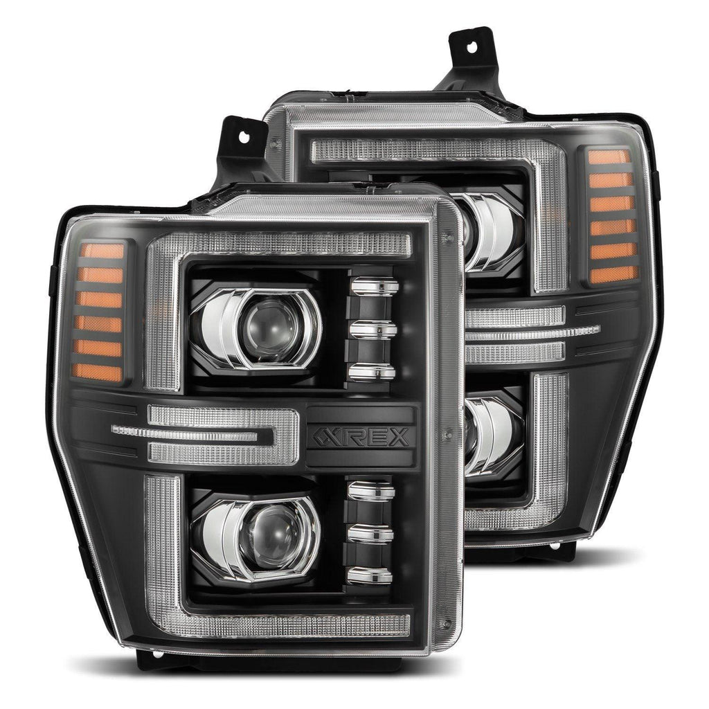 Alpha Rex 08-10 Ford Super Duty LUXX-Series LED Projector Headlights Black
