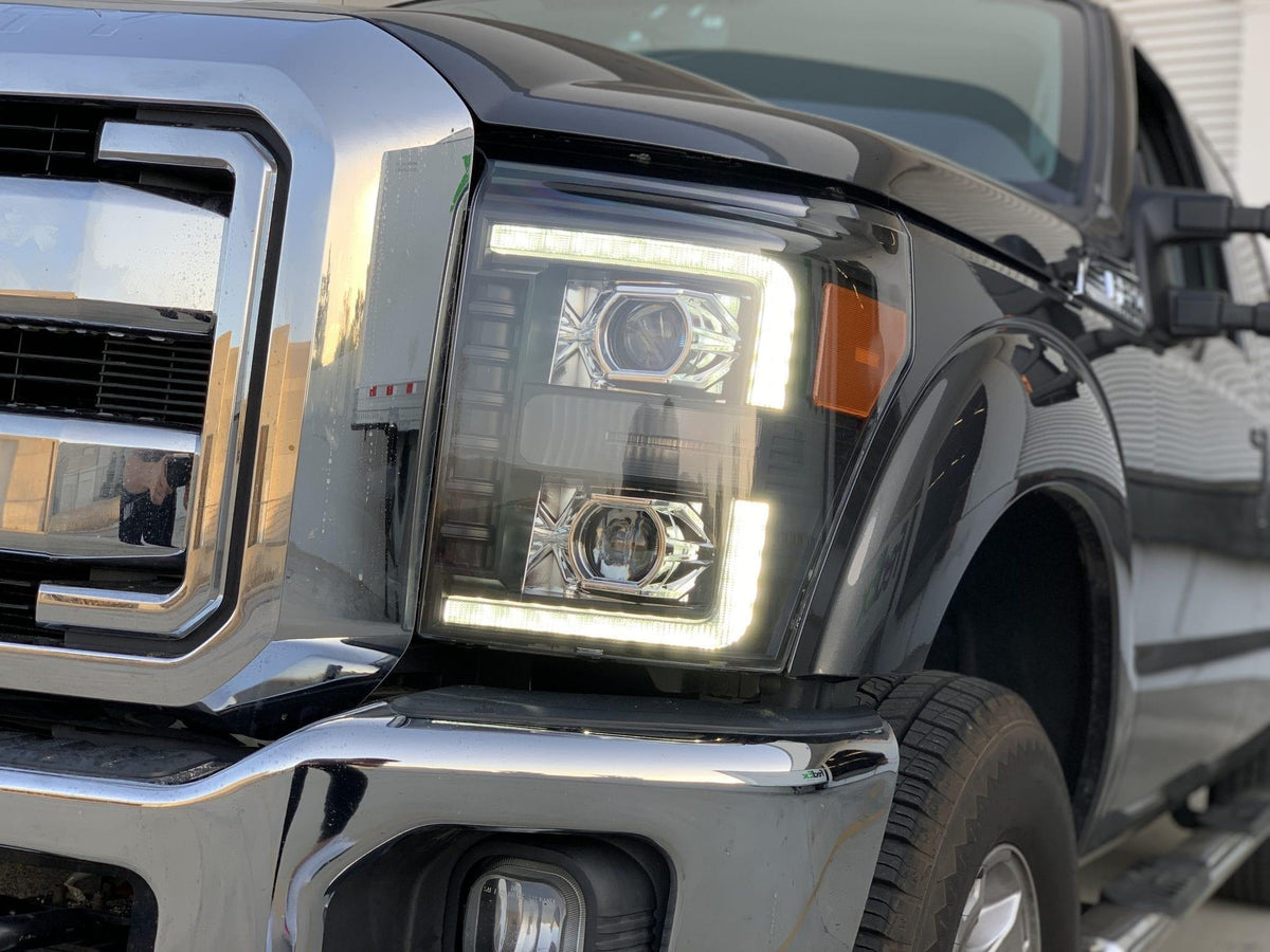 Alpha Rex 11-16 Ford Super Duty LUXX-Series LED Projector Headlights Black