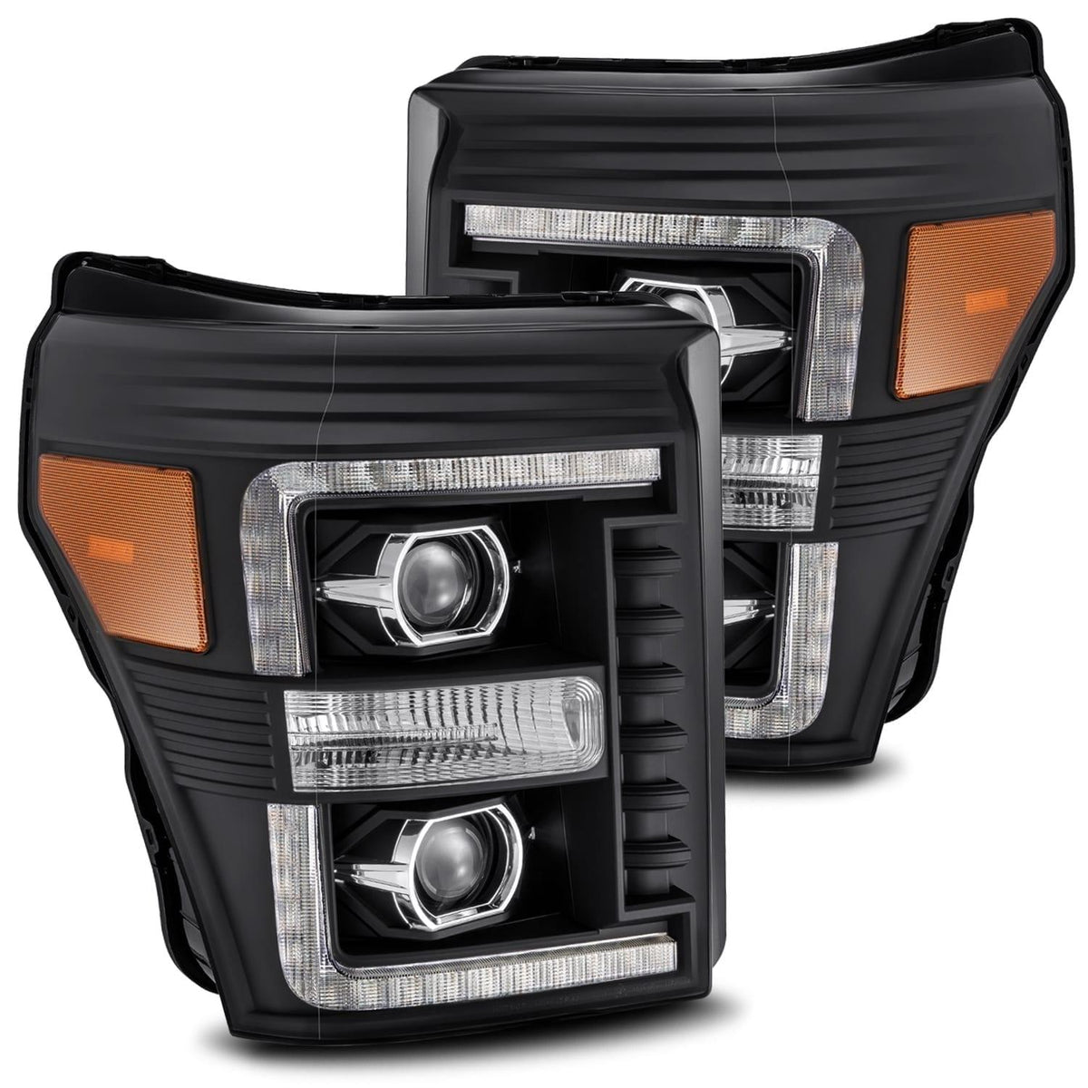 Alpha Rex 11-16 Ford Super Duty LUXX-Series LED Projector Headlights Black