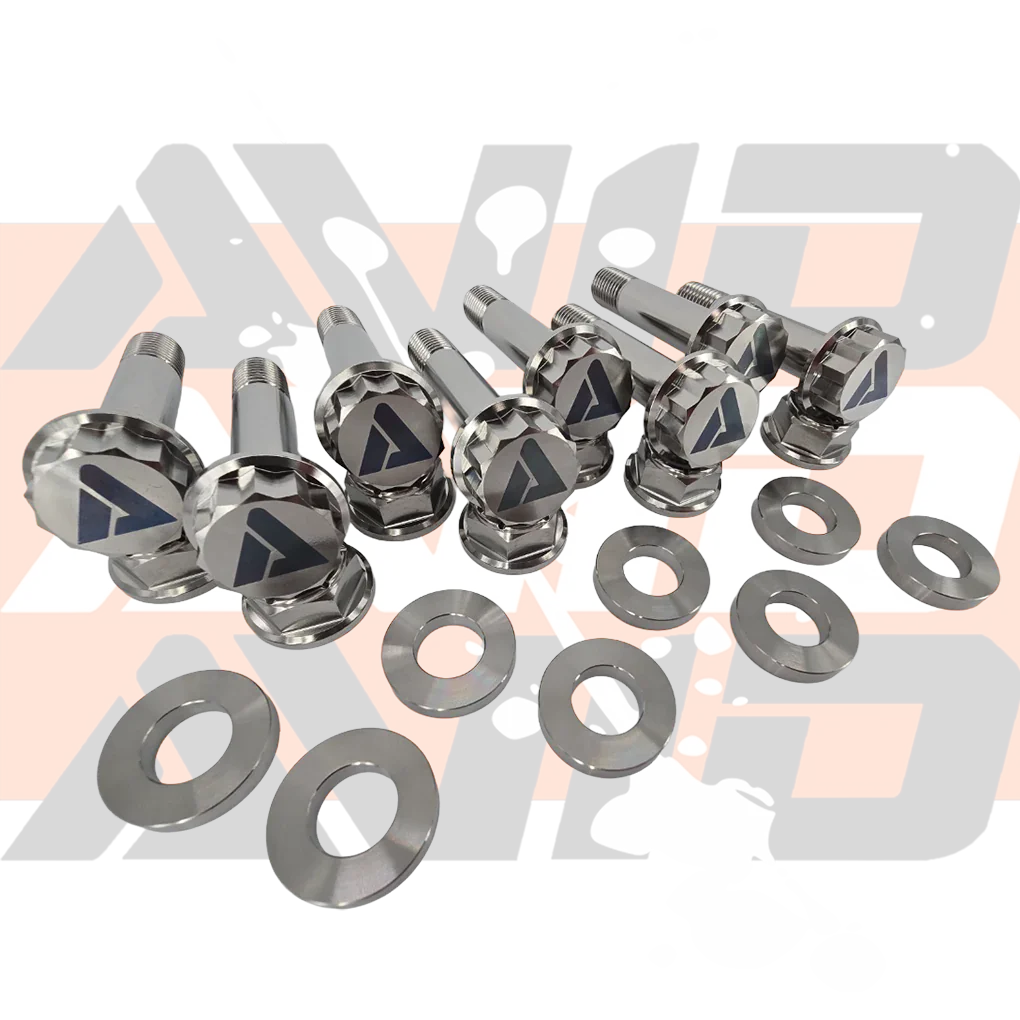 Can-Am Maverick R Factory Rear Trailing Arm Replacement Titanium Bolt Hardware Kit, 18 Piece | AVID Racing