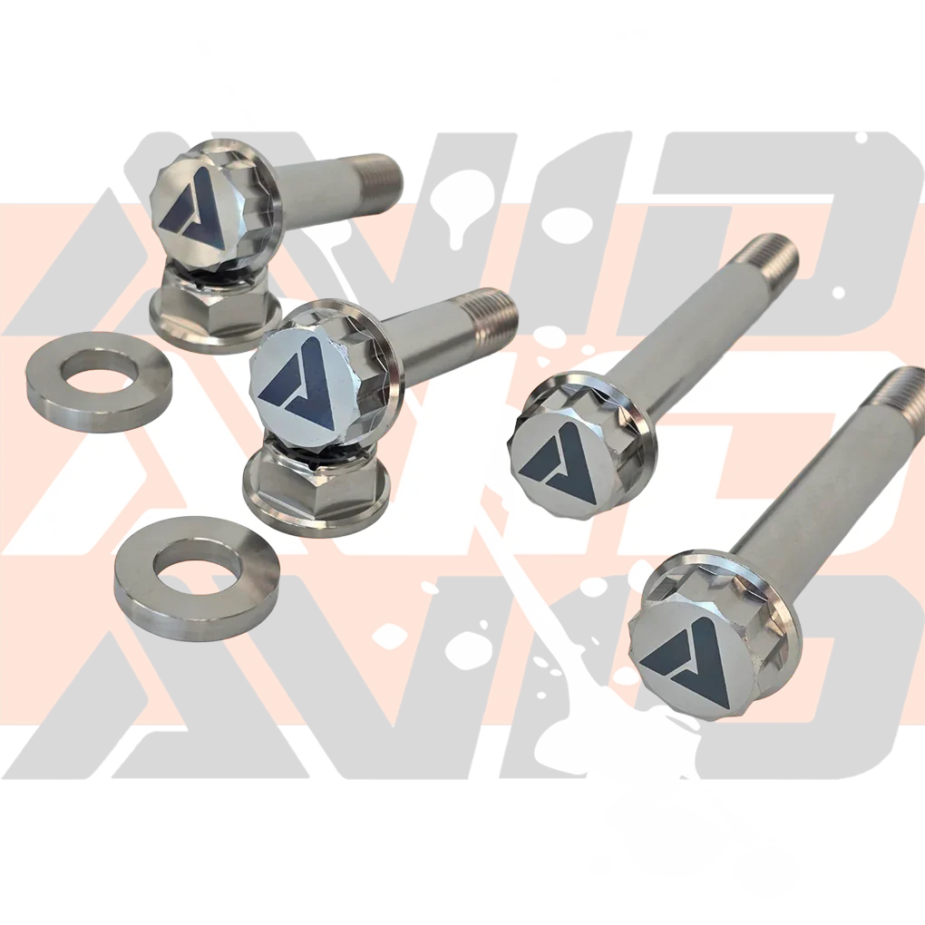 Can-Am Maverick R Factory Front Shock Replacement Titanium Bolt Hardware Kit, 8 Piece | AVID Racing