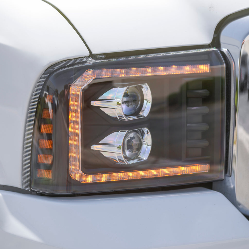 Alpha Rex 05-07 Ford Super Duty LUXX-Series LED Projector Headlights Black