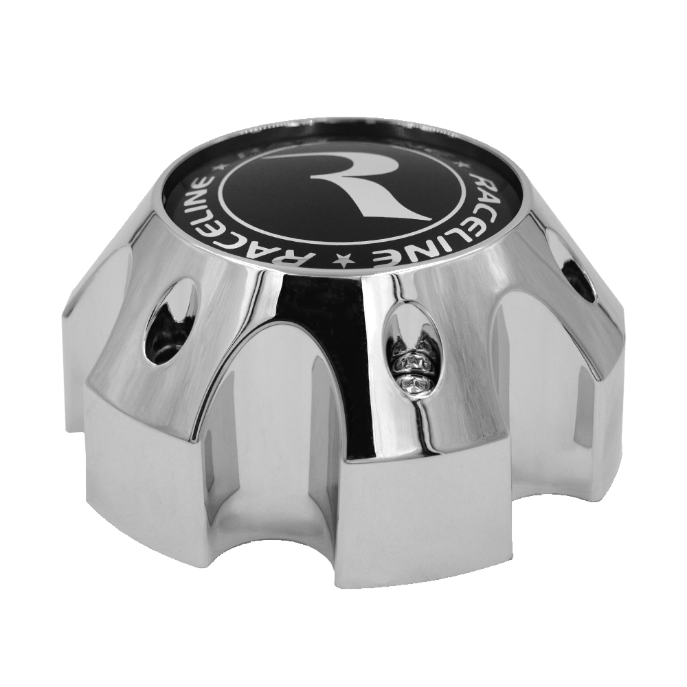 CPR982-65-B RACELINE 982 RAPTOR CAP CHROME W/BLACK LOGO 6X135