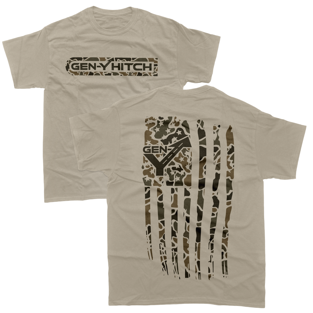 GEN-Y Hitch Camo Logo tee, sand colorway, product photo