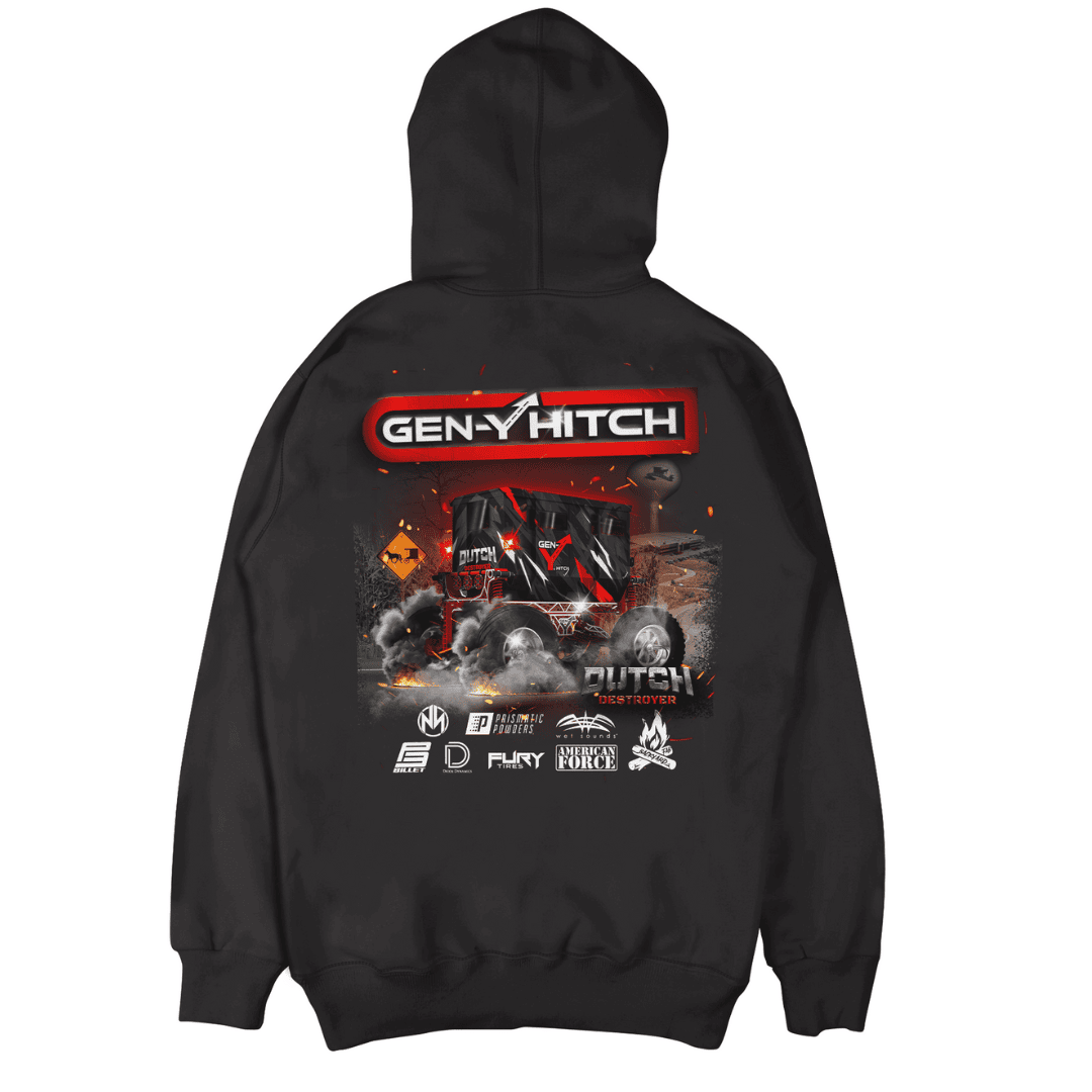 Dutch Destroyer GEN-Y Hitch merch, hoodie back view