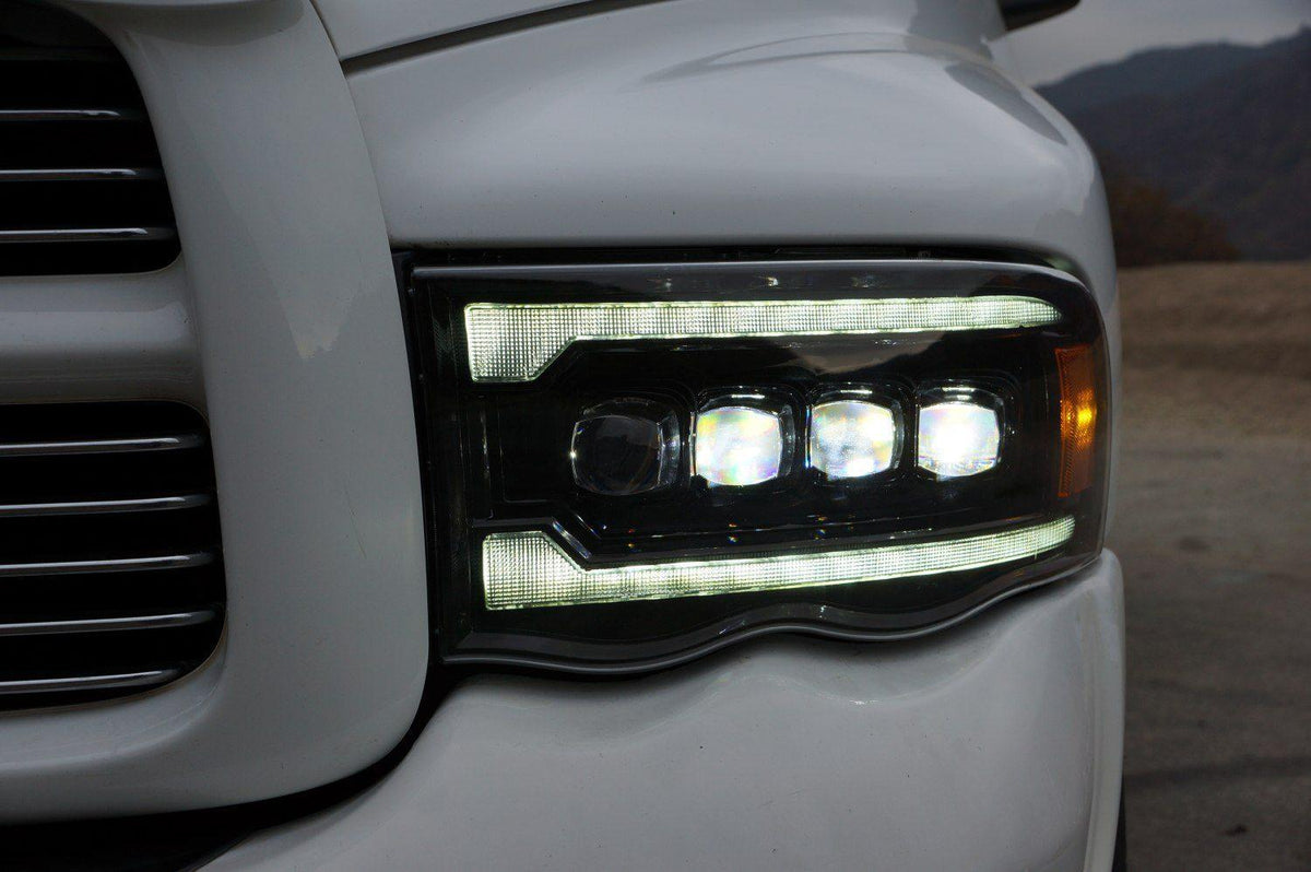Alpha Rex 02-05 Dodge Ram NOVA-Series LED Projector Headlights Black