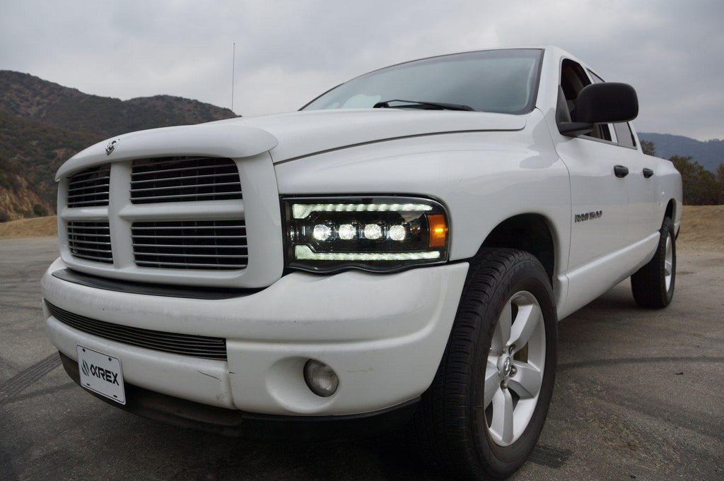 Alpha Rex 02-05 Dodge Ram NOVA-Series LED Projector Headlights Alpha-Black