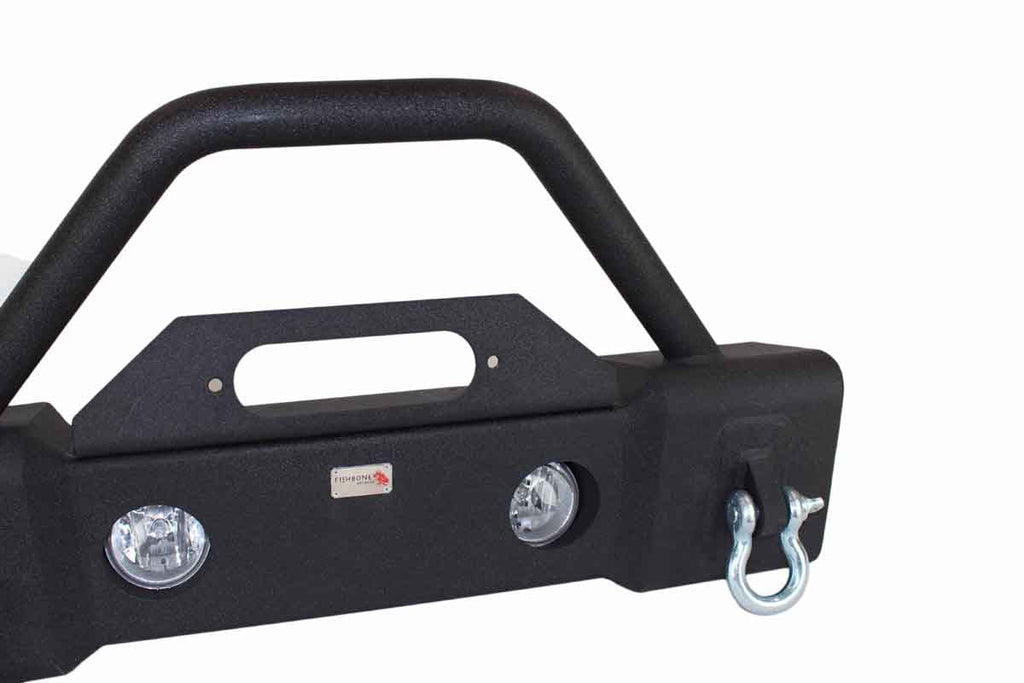 Fishbone Offroad Stubby Winch Bumper with Tube Guard for 2007-2018 Jeep Wrangler FB22001