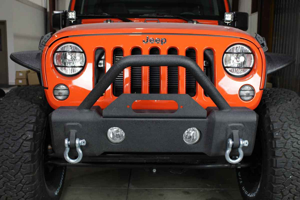 Fishbone Offroad Stubby Winch Bumper with Tube Guard for 2007-2018 Jeep Wrangler FB22001