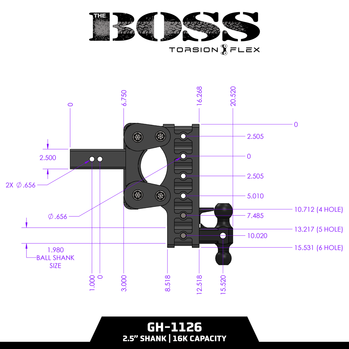 The BOSS 16K (Torsion-Flex) Drop Hitch (2" or 2 ½" Shank)