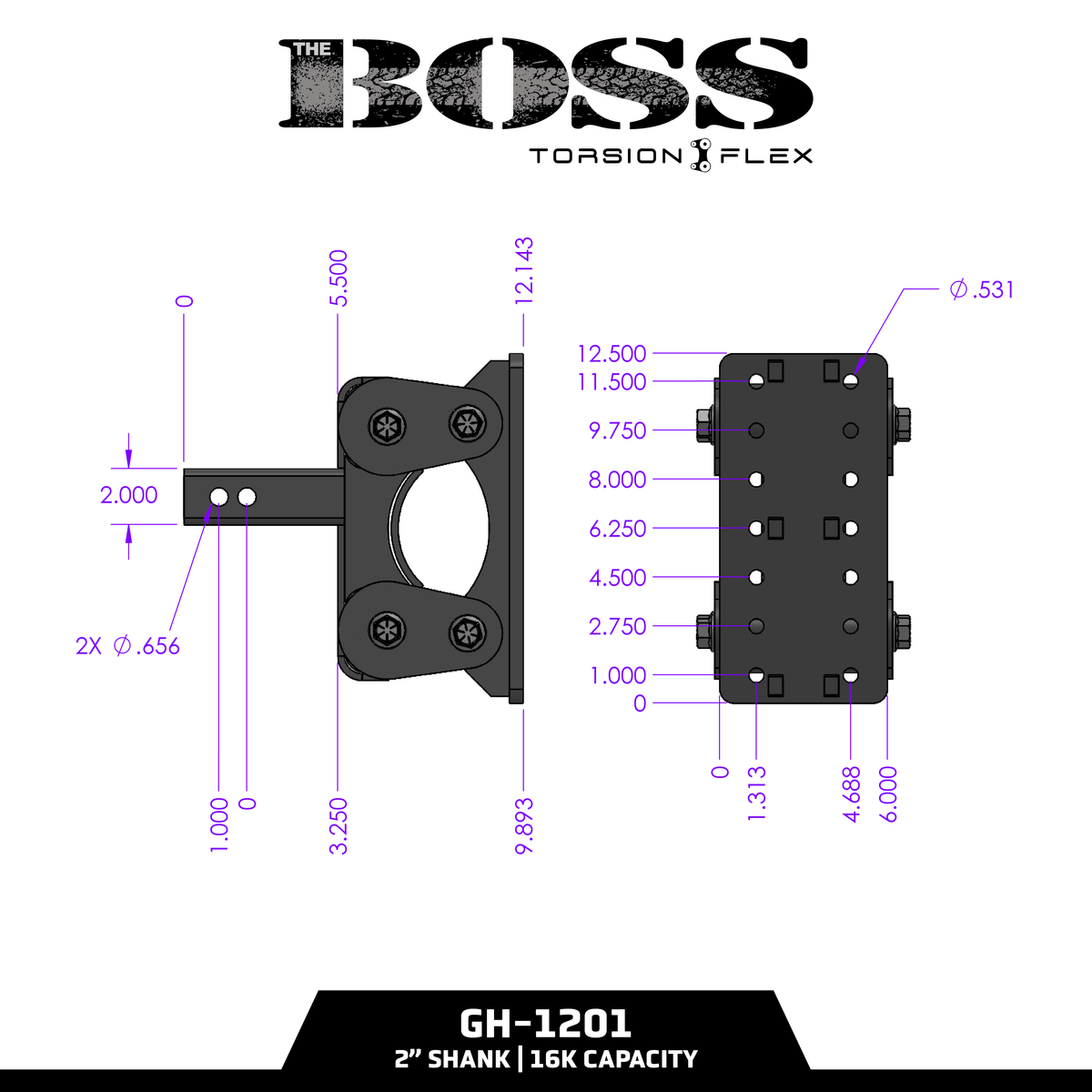 The BOSS (Torsion Flex) Pintle Plate (2"-3" Shank)
