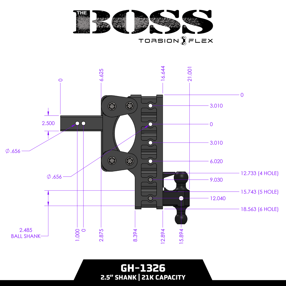 The BOSS 21K (Torsion-Flex) Drop Hitch (2 ½" or 3" Shank)