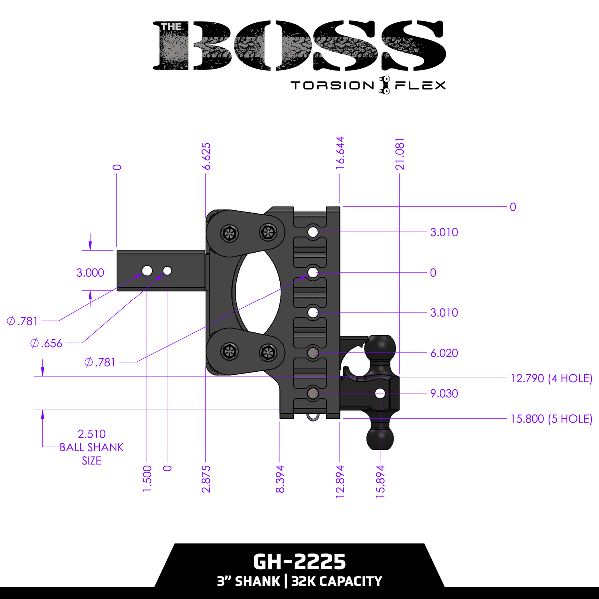 The BOSS 32K (Torsion-Flex) Drop Hitch (2 ½” & 3" Shank)