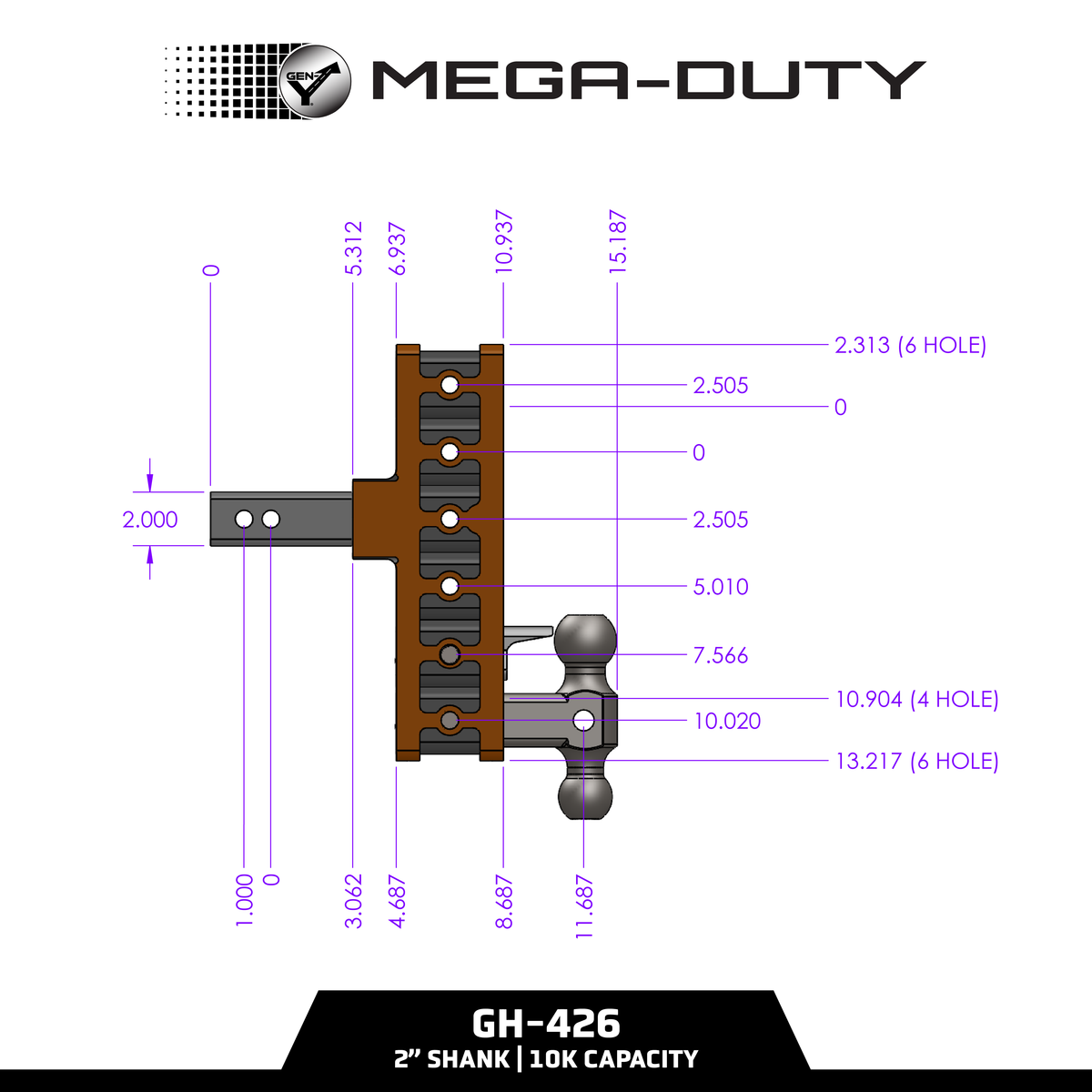 The MEGA-DUTY 10K Drop Hitch (2" Shank)