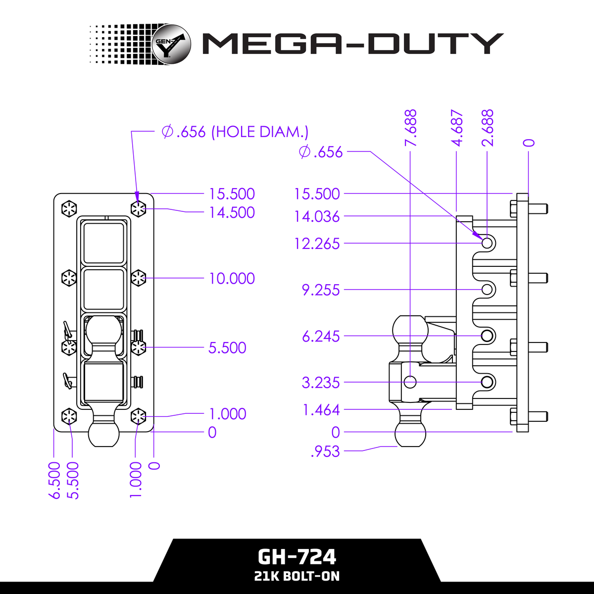 The MEGA-DUTY Bolt-On Adjustable Hitch