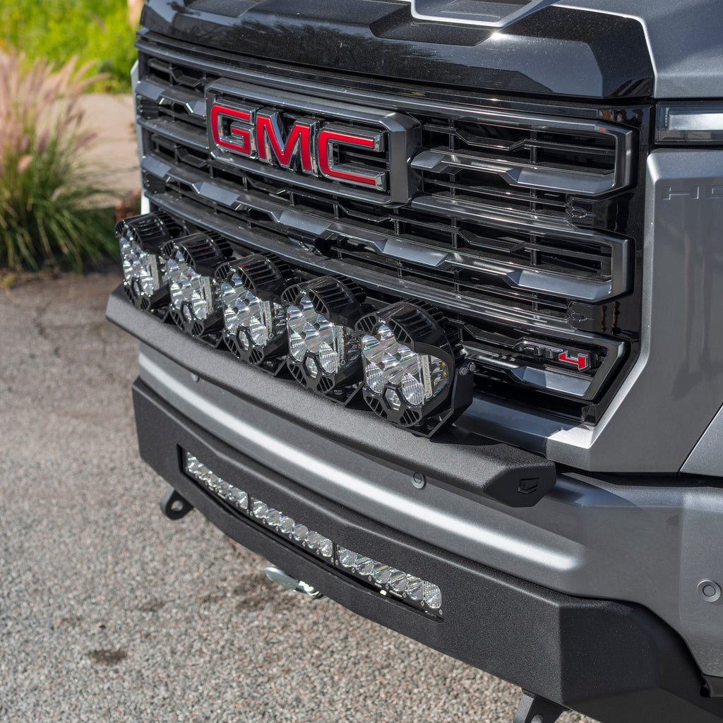Chassis Unlimited 2020-Current GMC/Chevy HD Chase Light Mount – Front Curved Pod / Light Nerf Bar
