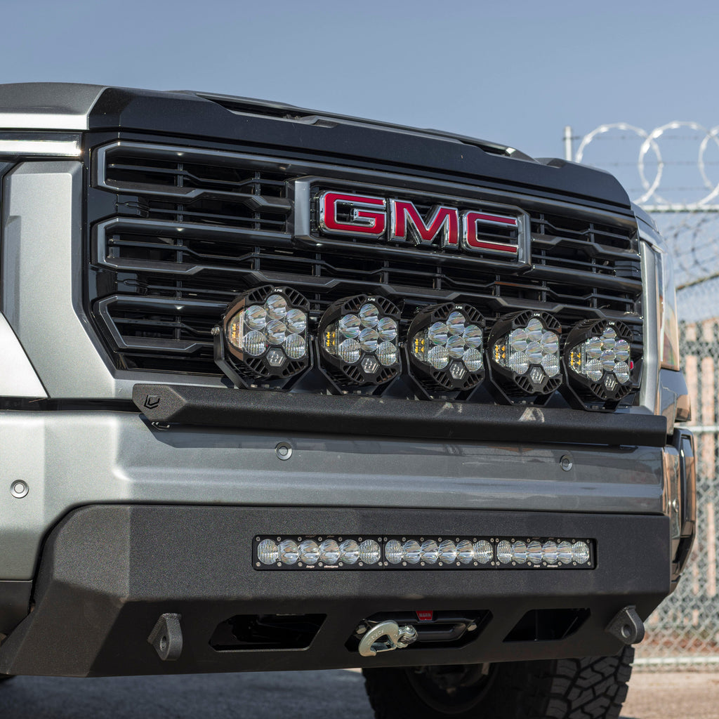 Chassis Unlimited 2020-Current GMC/Chevy HD Chase Light Mount – Front Curved Pod / Light Nerf Bar