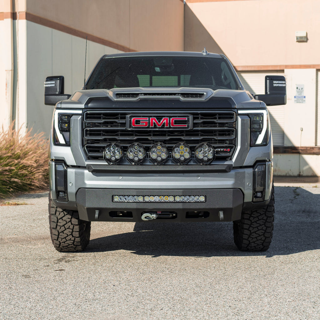 Chassis Unlimited 2020-Current GMC/Chevy HD Chase Light Mount – Front Curved Pod / Light Nerf Bar