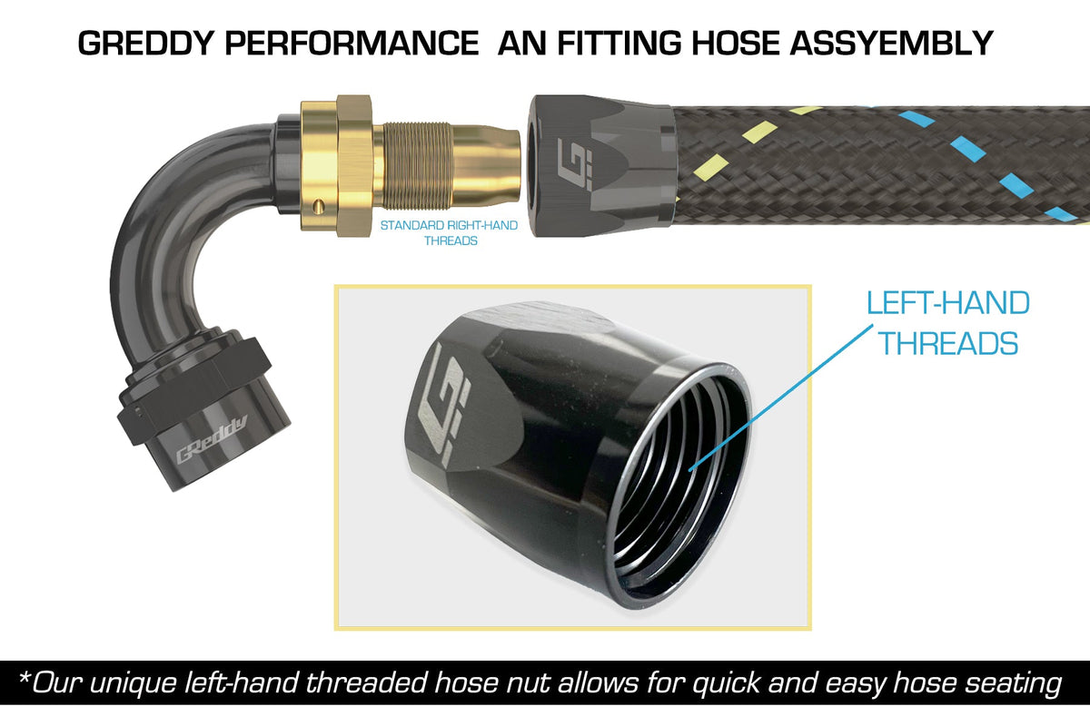 GReddy -08 AN Swivel Hose End - Black / Gold anodized
