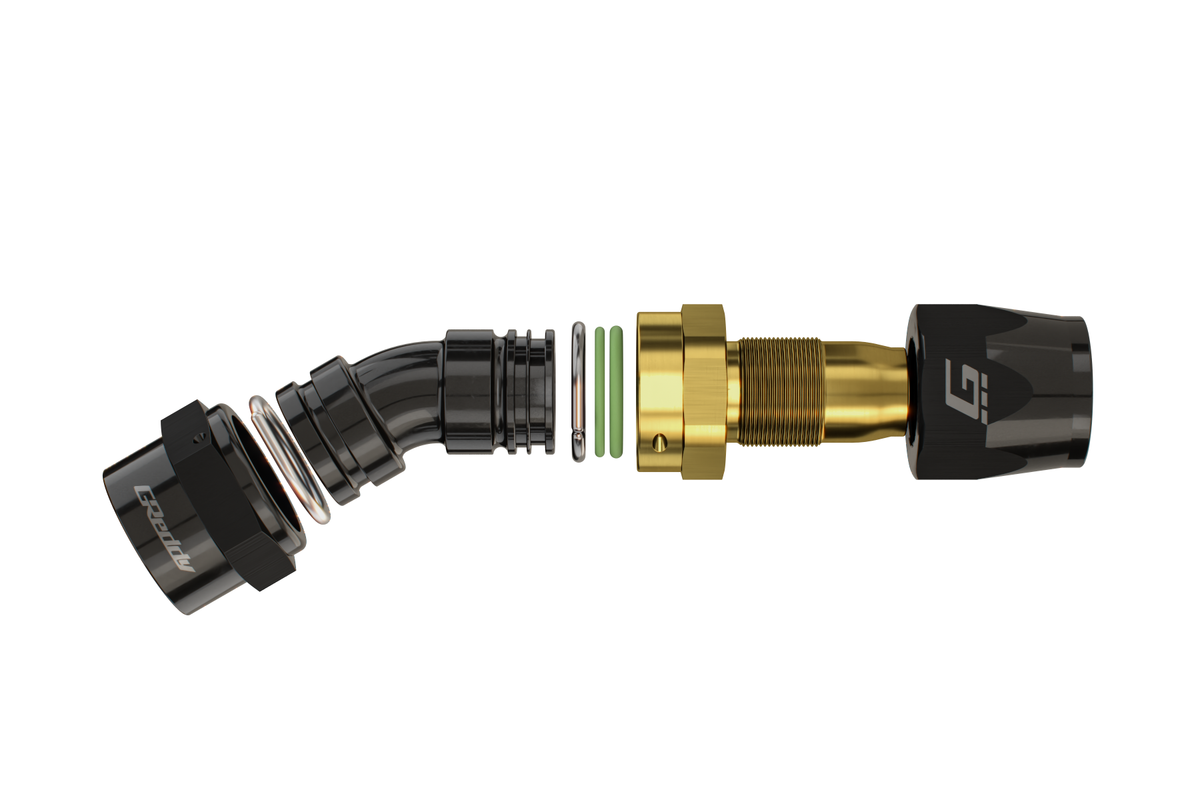 GREDDY 30 DEG. AN HOSE END(s) - BLACK/GOLD - (12800430 12800630 12800830 12801030 12801230 12801630)