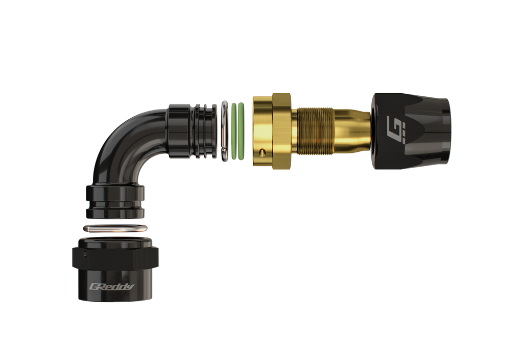 GREDDY 90 DEG. AN HOSE END(s) - BLACK/GOLD - (12800490 12800690 12800890 12801090 12801290 12801690)