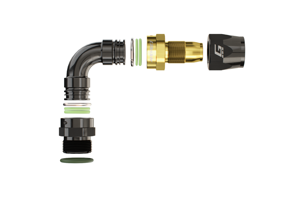 GREDDY ORB MALE 90 DEG. AN HOSE END(s) - BLACK/GOLD - (12810690 12810890 12811090 12811290)