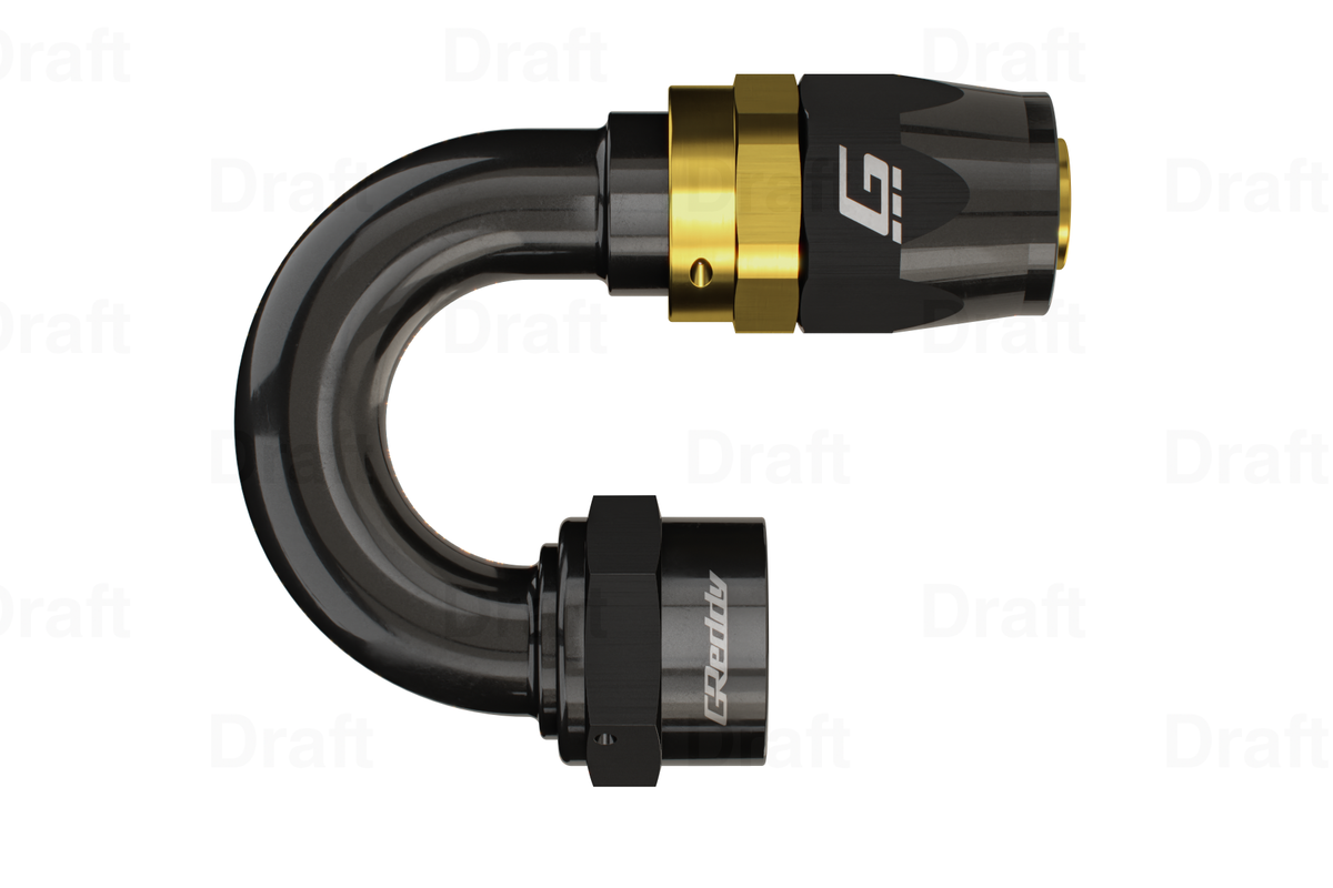 GREDDY 180 DEG. AN HOSE END(s) - BLACK/GOLD - (12800418 12800618 12800818 12801018 12801218 12801618)