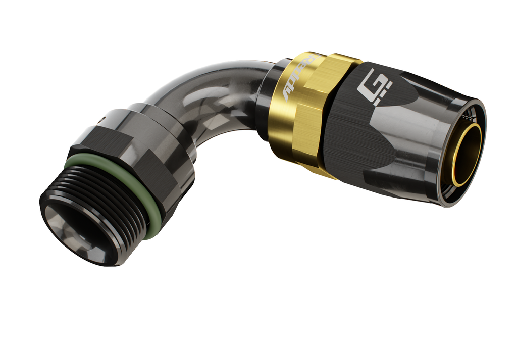 GREDDY ORB MALE 90 DEG. AN HOSE END(s) - BLACK/GOLD - (12810690 12810890 12811090 12811290)