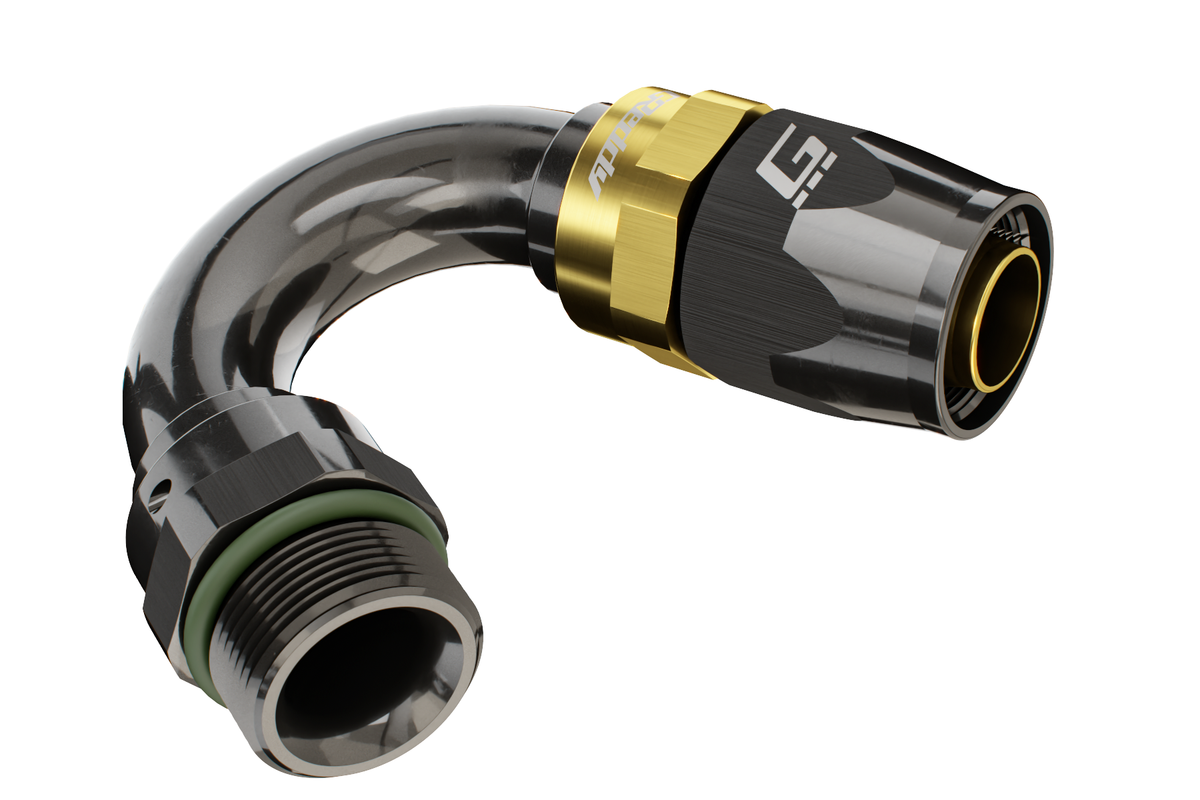 GREDDY ORB MALE 150 DEG. AN HOSE END(s) - BLACK/GOLD - (12810615 12810815 12811015 12811215)