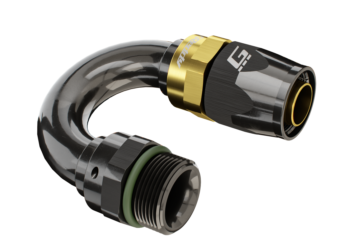 GREDDY ORB MALE 180 DEG. AN HOSE END(s) - BLACK/GOLD - (12810618 12810818 12811018 12811218)