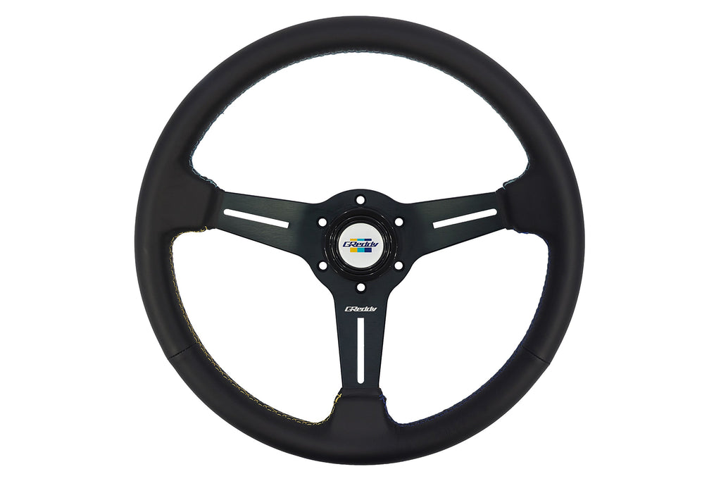 GReddy 3 Color Stitch Steering Wheel - Leather
