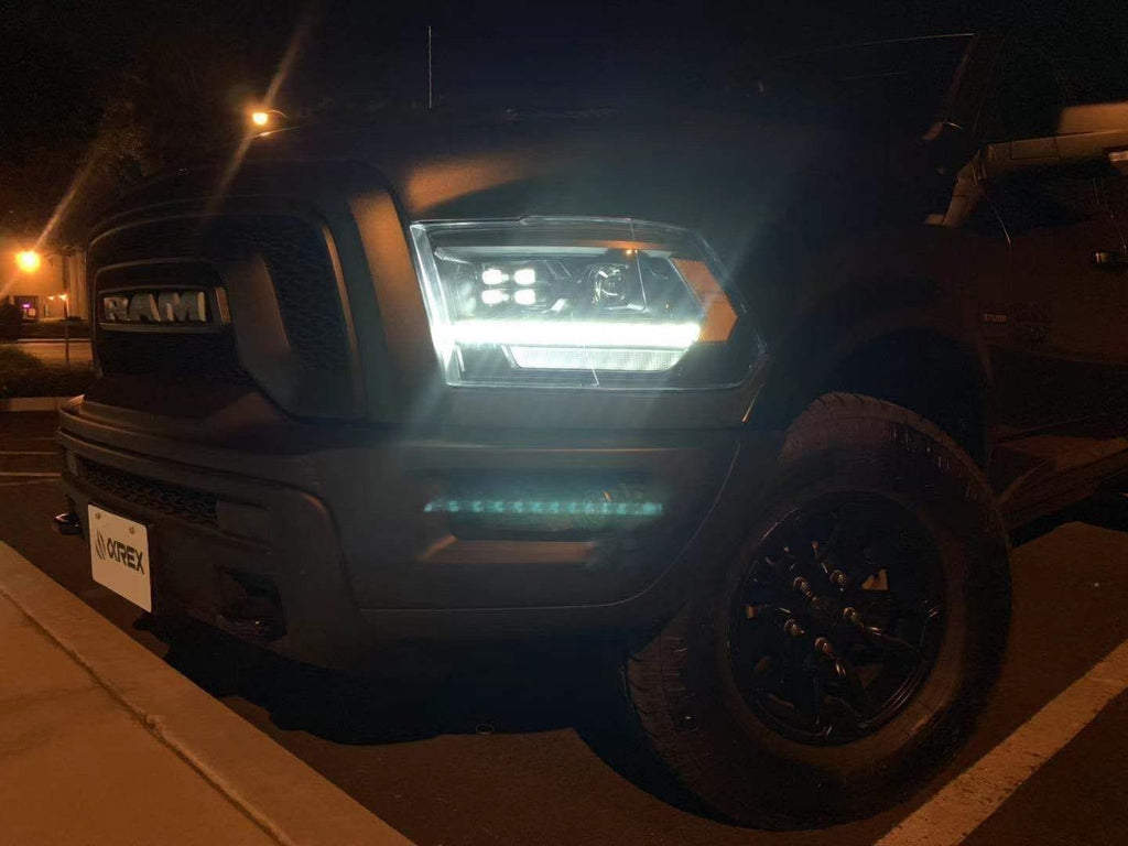 Alpha Rex 09-18 Ram Truck LUXX-Series (5th Gen 2500 Style) LED Projector Headlights Black