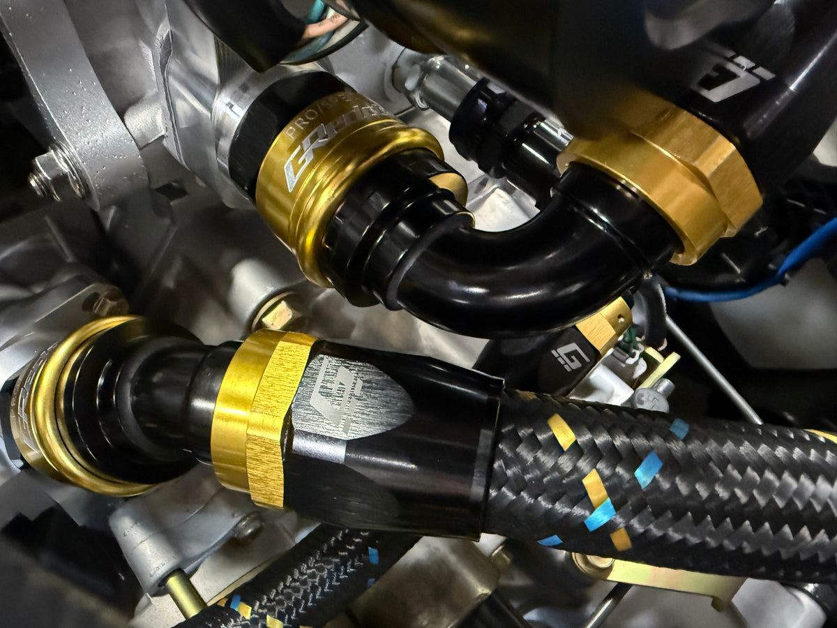 GReddy -16 Nylon Braided Hose (per/ft) - Black / Gold / Blue