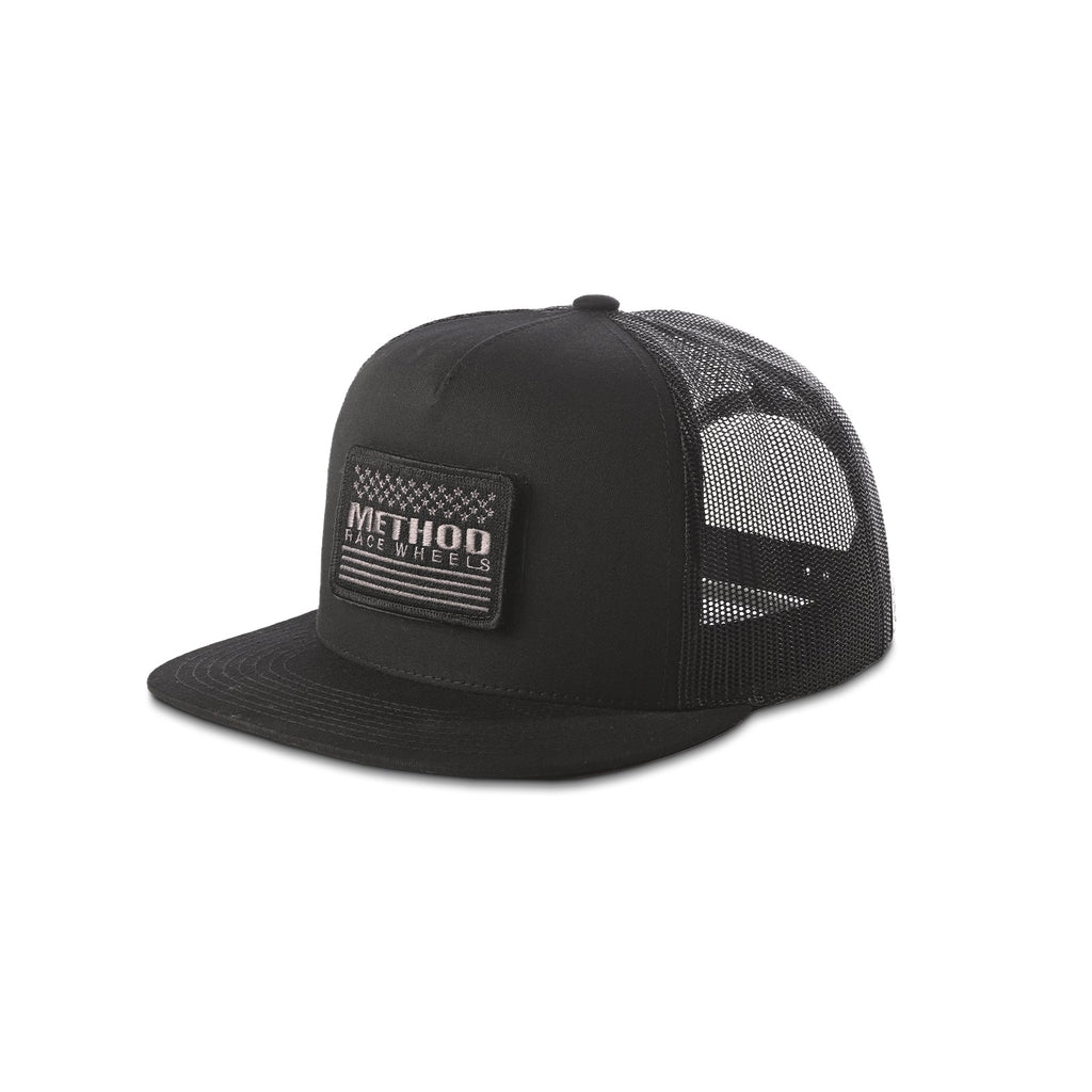 Method Stars & Stripes Velcro Patch Flatbill Trucker - Markdown | Snapback | Black