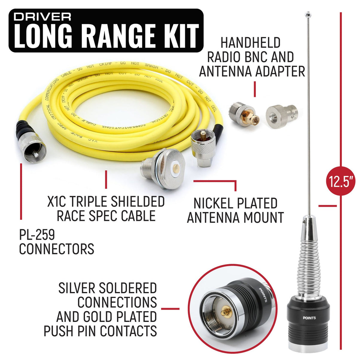 NASCAR Driver and Crew Chief Long Track Racing Kit with RDH16 Radios