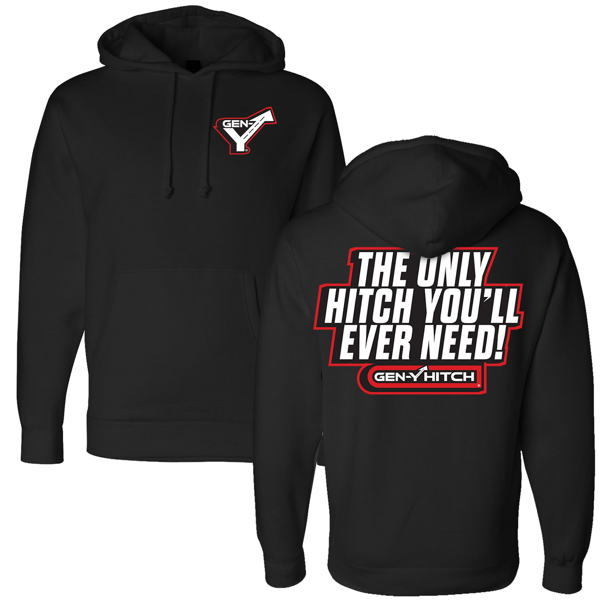 GEN-Y Hitch "Only Hitch" hoodie, black colorway, product photo