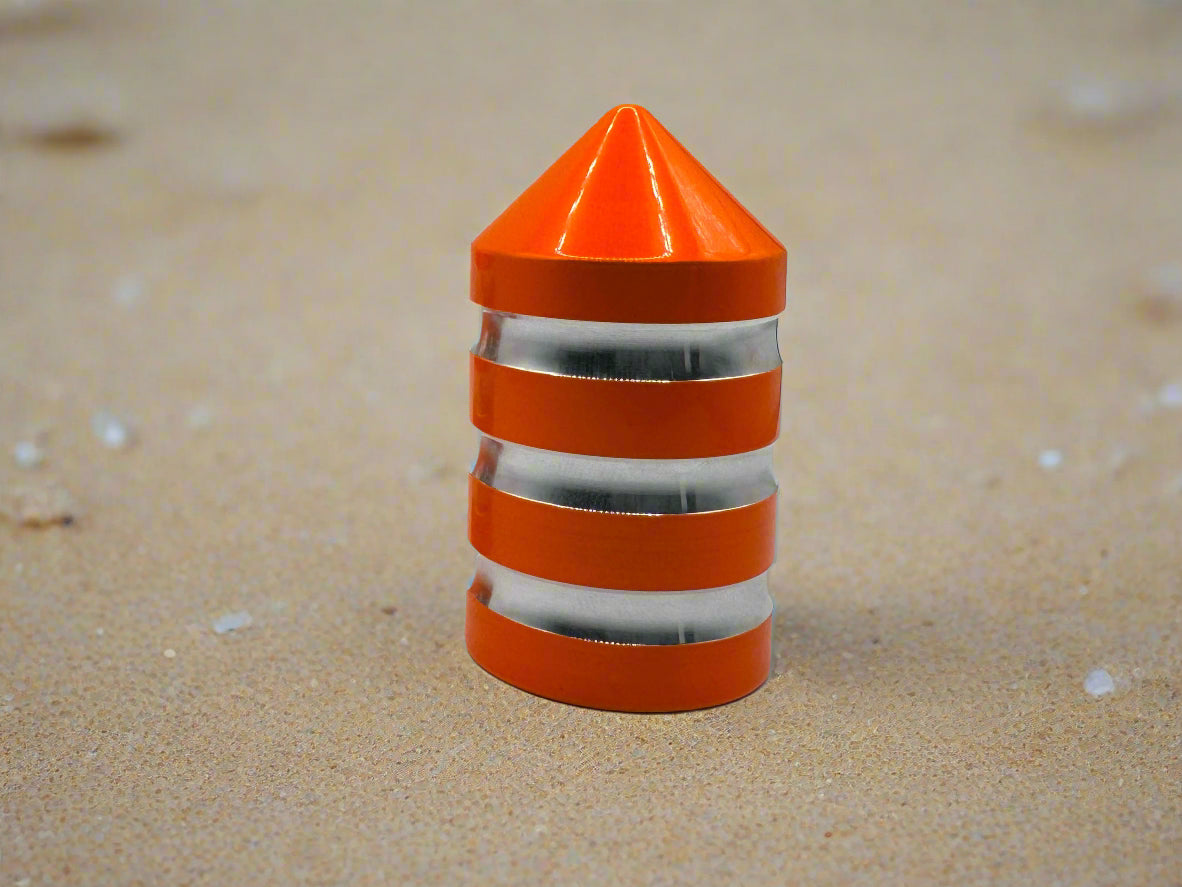 Striking Orange Billet Magnetic Base Caps | Marshin Whips Pair