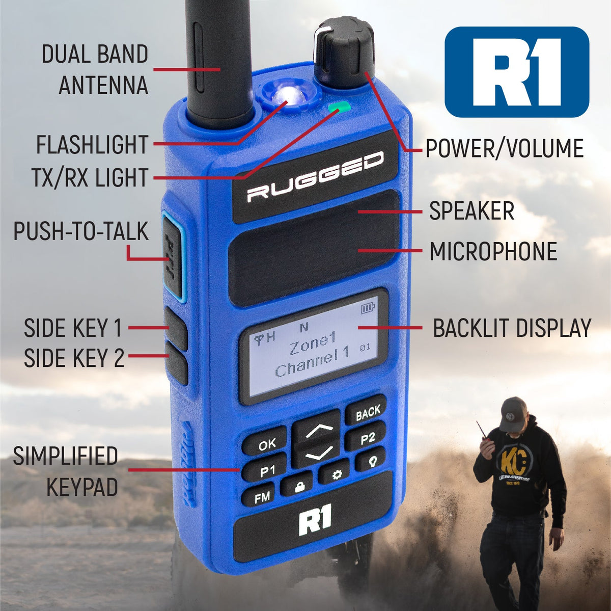 RACE SERIES Complete Motorcycle Communication Kit with OFFROAD Cables and R1 Radio
