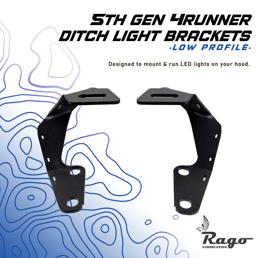 2010-2024 5th Gen Toyota 4Runner Low Profile Ditch Light Brackets