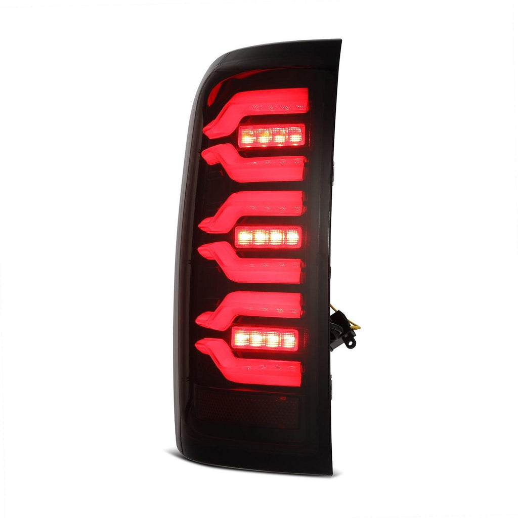 Alpha Rex 14-18 Chevrolet Silverado 1500 / 15-19 Silverado 2500HD/3500HD / 15-19 GMC Sierra 3500HD Dually LUXX-Series LED Tail Lights Black-Red
